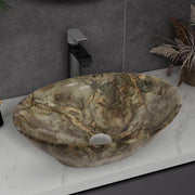 Plantex Ceramic Basin for Bathroom/Table Top Ceramic Basin/Washbasin for Bathroom (BOAT-NS-525-Marble Finish, 16 x 13 x 5.5 Inch)