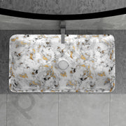 Plantex Tabletop Wash Basin/Bathroom Sink/Wash Basin Over Counter/Designer Ceramic Wash Basin for Bathroom (Marble Finish, 24 x 13 x 5 Inch)
