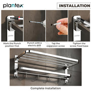 Plantex 24 Inch Towel Rack for Bathroom/Stainless Steel Towel Holder/Hanger with Rod/Bathroom Accessories - Pack of 1 (Chrome)