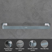 Plantex Aluminium And Acrylic Towel Rod for Bathroom/Cloth hanger for Wall/Towel Holder/Towel Bar/Bathroom Accessories (Grey and Milky White) 24 Inch