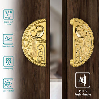 Plantex Zinc Heavy Duty Main Door Pull Handle - 8-Inches Round Shape for Glass & Wooden Doors (323 -PVD Gold Finish) - 3 Years Warranty
