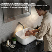 Plantex Ceramic Wash Basin for Bathroom/Table Top Washbasin with 10 Years Glaze Warranty by Plantex/Wash Basin/Basin for Restaurant/Hotel (Glossy White - 16 x 12 x 5.5 inch)