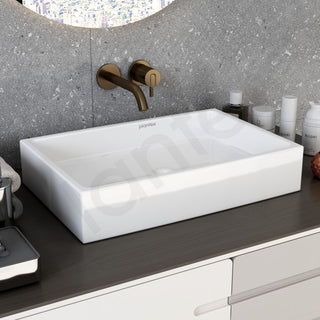 Plantex Platinum Ceramic WashBasin/Tabletop Wash Basin/Basin for Bathroom/Bathroom Wash Basin with 10 Years Glaze Warranty by Plantex/ (White, Rectangle, 24.5 x 16.5 x 5 Inch)