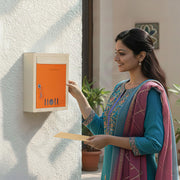 Plantex Letter Box - Mail Box/Post Box/Letter Box for Home gate/Complaint Box/Suggestion Box/Donation Box with Key Lock (Orange & Ivory) - Wall Mount A4 Size