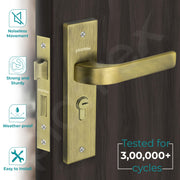 Plantex Heavy-Duty Door Lock Set - Main Door Lock Handle Set/ 6-Lever Lock Mechanism with 3 Years of Warranty/Mortise Lock with 3 Keys, Brass Lock Body & Cylinder(8107 - Brass Antique)