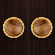 Plantex Stainless Steel Main Door Handle/4-inch Round Shape Door Handle for Main Door/Pull-Push Knob Handle for Wooden & Glass Door (PVD Gold & Wood) - 3 Years Warranty
