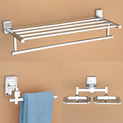 Plantex 304 Grade Stainless Steel Bathroom Accessories Set of 3 - Towel Stand/Napkin Hanger/Dual Soap Holder for Bathroom - Darcy (Chrome)