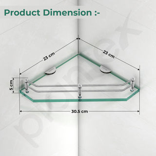 Plantex Premium Glass Corner Shelf for Bathroom/Glass Shelf for Kitchen/Transparent Bathroom Accessories (Transparent,9x9 Inches) - Pack of 3