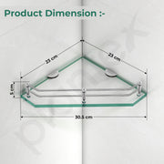 Plantex Diamond Glass Corner Shelf for Bathroom/Kitchen Glass Shelf/Bathroom Corner Shelf/Wall Storage Rack (9x9 Inches - Transparent - Pack of 1)