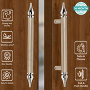 Plantex Heavy Duty Door Handle/14 Inch Main Door Handle/Pull-Push Door Handle/Door & Home Decor - Pack of 2 (Satin White and Chrome) - 3 Years Warranty, Pull Handle