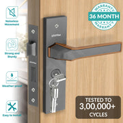 Plantex Heavy Duty Door Lock Set - Main Door Lock Handle Set/Mortise Locks with 3 Keys, Brass Body & Cylinder (8126 - Grey & PVD Choco)