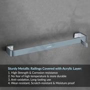Plantex Aluminium And Acrylic Towel Rod for Bathroom/Cloth hanger for Wall/Towel Holder/Towel Bar/Bathroom Accessories (Grey and Milky White) 24 Inch