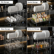Plantex Stainless Steel Utensils Drying Rack/2-Tier Dish Rack/Plate Drying Rack for Kitchen Countertop/Bartan Stand - Chrome (13 x 8.5 x 12 Inch)