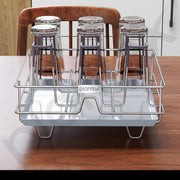 Plantex Stainless Steel Glass Holder for Kitchen/Mug Holder with Detachable Drain Tray/Glass Stand for Kitchen/Dining Table/Stand for 9 Glass(Chrome)
