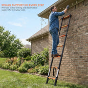 Plantex 2.7m (8.85 ft.) Telescopic Ladder/Carbon Steel 7-Steps Portable & Compact Ladder/Foldable Multipurpose Collapsible Ladder for Home & Outdoor Use - (Orange)