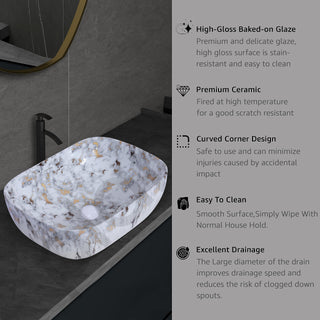Plantex Basin for Bathroom/Ceramic Table Top Basin/Counter Top Wash Basin - (Alpha -NS-108, Marble Finish, 18 x 13 x 5.5 Inch)
