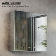 Plantex Premium Bathroom Cabinet with Mirror/ 304 Stainless Steel Bathroom Organiser with Mirror/Bathroom Mirror with Storage/Bathroom Accessories (18x18 Inch-Chrome/Double Door)