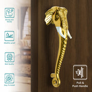 Plantex Premium Elephant Main Door Handle/17-inches Door Handle Main Door/Pull Push Handle/Door and Home Decor - Pack of 1 (677-Golden Finish)