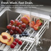Plantex Sink Strainer Basket/Stainless Steel & ABS Plastic Vegetable Washing Sink Strainer/Kitchen Storage Rack Stand- Pack of 1 (White)