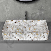Plantex Tabletop Wash Basin/Bathroom Sink/Wash Basin Over Counter/Designer Ceramic Wash Basin for Bathroom (Marble Finish, 24 x 13 x 5 Inch)