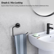 Plantex Towel Ring for Wash Basin/Towel Hanger for Wash Basin/Napkin Holder for Bathroom/Towel Hanger/Bathroom Accessories (Black - Half Square)