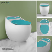 Plantex Imported Platinum Ceramic Western Toilet With Siphonic Vacuum Jet Flush/Water Closet/One Piece Commode With Soft Close Toilet Seat - S Trap Outlet (White and Blue)