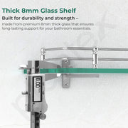 Plantex Premium Transparent Bathroom Glass Shelf/Glass Shelf for Living Room/Bathroom & Kitchen Accessories- (Polished, 18x6 Inches) - Pack of 1