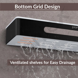 Plantex Stainless Steel & ABS Bathroom Shelf for Wall/Kitchen Shelf and Rack/Bathroom Accessories - (Black, 14X5 Inches)
