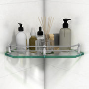 Plantex Diamond Glass Corner Shelf for Bathroom/Kitchen Glass Shelf/Bathroom Corner Shelf/Wall Storage Rack (9x9 Inches - Transparent - Pack of 1)