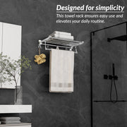 Plantex Eco Stainless Steel Folding Towel Rack/Bathroom Towel Hanger/Towel Holder/Stand/Bathroom Accessories (18-inch) Chrome
