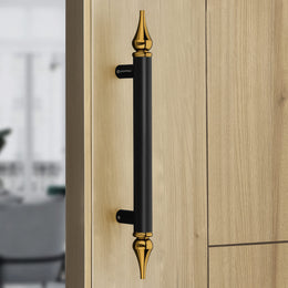Plantex Heavy Duty Door Handle/14 Inch Main Door Handle/Pull-Push Door Handle/Door & Home Decor - Pack of 1 (Black and Gold) - 3 Years Warranty, Pull Handle