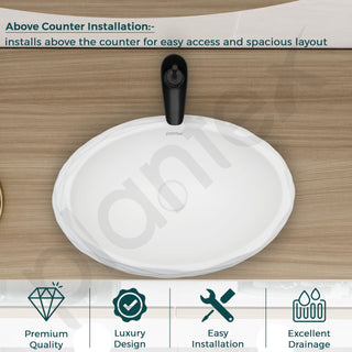 Plantex Table Top Wash Basin For Bathroom/Designer Ceramic Basin/Countertop Vessel Sink Basin - Indo-European Collection (EQTT-595, 23 x 15 x 7 Inch)
