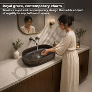 Plantex Ceramic Basin for Bathroom/Designer TableTop Wash Basin/Bathroom Vessel Sink/Washbasin - LA05, Matt Brown (21.5 x 14 x 5.5 Inch)