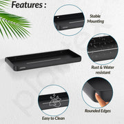 Plantex Self Adhesive Shelf for Bathroom/Multipurpose No Drill Bathroom Organizer/15x5 inch Shelf for Home/Office/Hotel - Pack of 1 (1502, Black)
