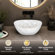 Plantex Ceramic Basin/Wash Basin for Bathroom/Tabletop Wash Basin/Bathroom Basin (Cadiz, White)