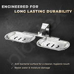 Plantex Dual Soap Holder for Bathroom/Pure Brass Double Soap Dish/soap Stand/Soap Bar/Soap Case/Bathroom Accessories - Pack of 1 (APS-DL-04, Chrome)