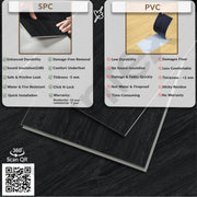 Plantex SPC Tiles for Floors/Interlocking Sound Insulated Floor Tiles/Click N Lock Wooden Flooring for Livingroom/Kitchen - 30 Square Feet/10 Tiles,Obsidian Noir-DIY Installation(Water&Fire Resistant)