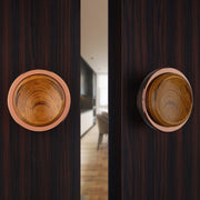 Plantex Stainless Steel Main Door Handle/4-inch Round Shape Door Handle for Main Door/Pull-Push Knob Handle for Wooden & Glass Door (PVD Rose Gold & Wood) - 3 Years Warranty