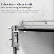 Plantex Glass Corner Shelf for Bathroom/Bathroom Glass Shelf/Bathroom Corner Shelf/Corner Shelf for Kitchen (Black-9x9 Inches-Pack of 1)