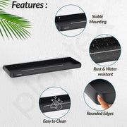 Plantex Shelf for Bathroom/Self Adhesive Wall Shelves/No Drill Bathroom Organizer/18x5 inch Shelf for Home/Office/Hotel - Pack of 1 (1502, Black)