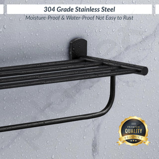 Plantex 304 Grade Stainless Steel 24 inch Towel Rack/Towel Stand/Towel Bar/Towel Hanger for Bathroom/Bathroom Accessories - Parv (Black)