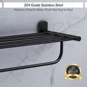 Plantex 304 Grade Stainless Steel 24 inch Towel Rack/Towel Stand/Towel Bar/Towel Hanger for Bathroom/Bathroom Accessories - Parv (Black)
