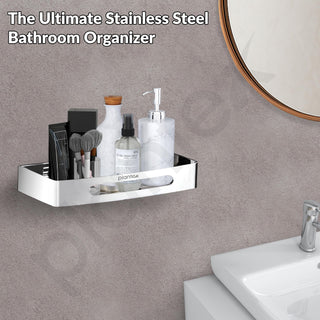 Plantex Bathroom Shelf for Wall/Stainless Steel Wall Mounted Shelf/Kitchen/Living Room/Bathroom Organiser with Drill (Chrome, 12x5 inches)