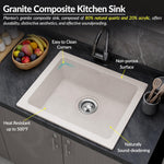 Plantex Quartz Acrylic Kitchen Sink/Undermount Sink for Kitchen with 10 Years Warranty by Plantex/Granite Single Bowl Kitchen Sinks with Coupling (Rayon 21x18 Inches)