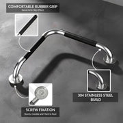 Plantex L-Shape Bathroom Handle for Senior Citizen/Grab Bar for Toilet/Wall-Mounted Safety Handle Made of 304 Grade Stainless Steel - Pack of 1 (Chrome & Black)