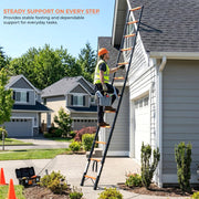 Plantex 4.7m (15.41 ft.) Telescopic Ladder/Carbon Steel 12-Steps Portable & Compact Ladder/Foldable Multipurpose Collapsible Ladder for Home & Outdoor Use - (Orange)