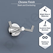 Plantex 304 Grade Stainless Steel Bathroom Hooks for Hanging Towel and Clothes in Bathroom/Washroom - Oreo (Chrome)