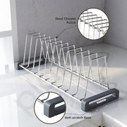 Plantex Stainless Steel Thali Stand/Saucer/Plate Rack/Dish Rack/Plate Fixer for Modular Kitchen/Tandem Box Accessories - Set of 3 (Chrome)
