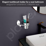 Plantex 304 Stainless Steel Toothbrush Holder/Paste & Tumbler Holder for Bathroom and Wash Basin/Bathroom Accessories - (Oreva - Silver)