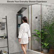 Plantex 304 Stainless Steel LED Bathroom Shower System/Majestic Flow Shower Panel for Bathroom Full Set with Smart Digital Display- (Rich Black, KM-8103B)